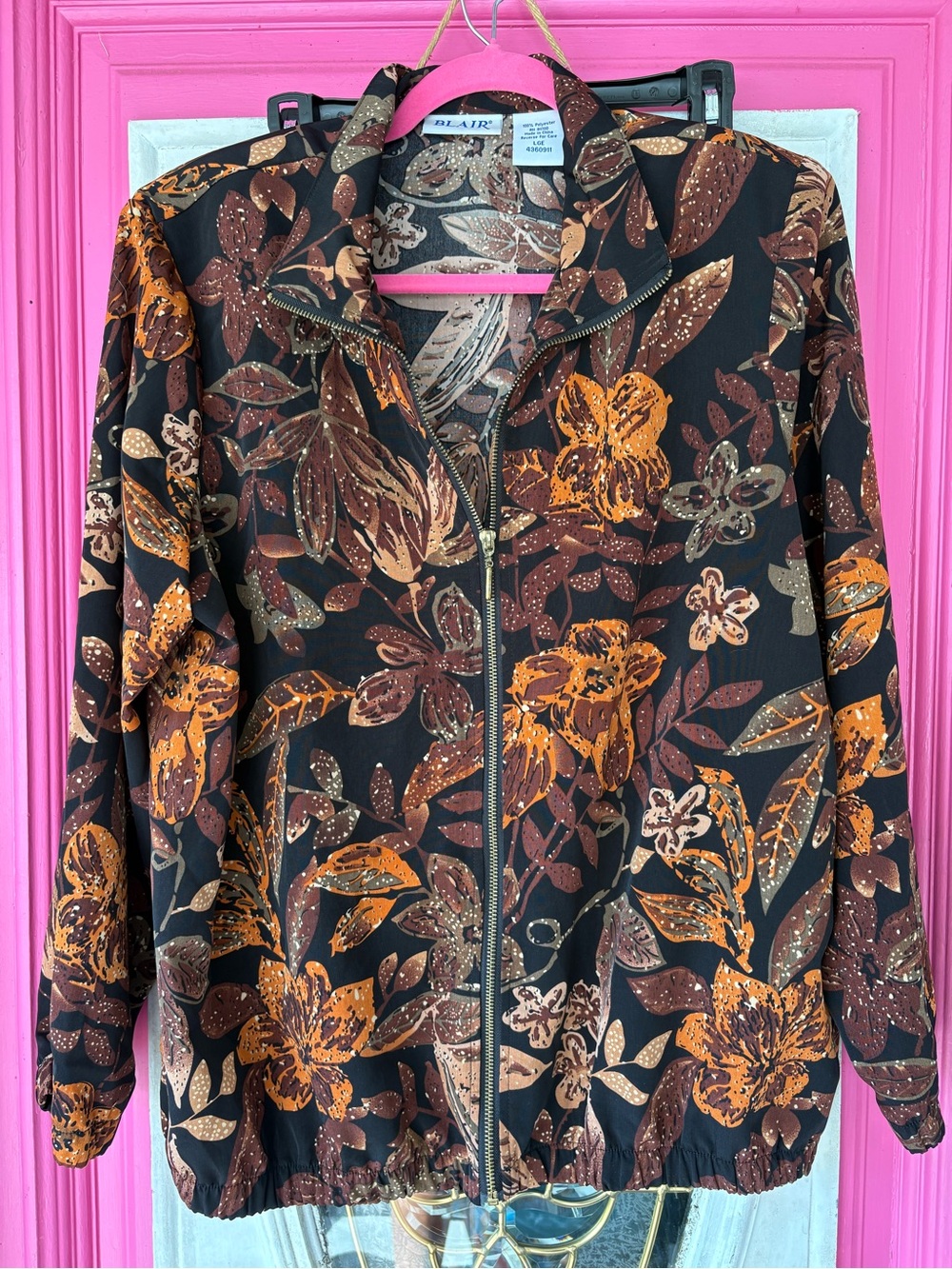 Blair Black Bomber Jacket with Burnt Orange Floral Print